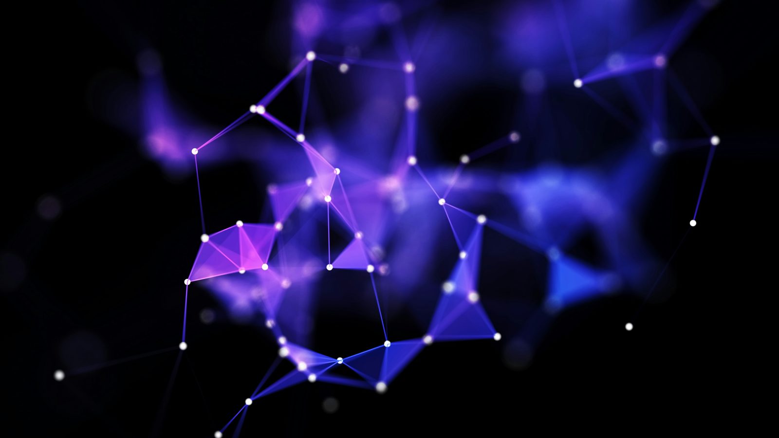 Abstract glowing AI network on a dark background