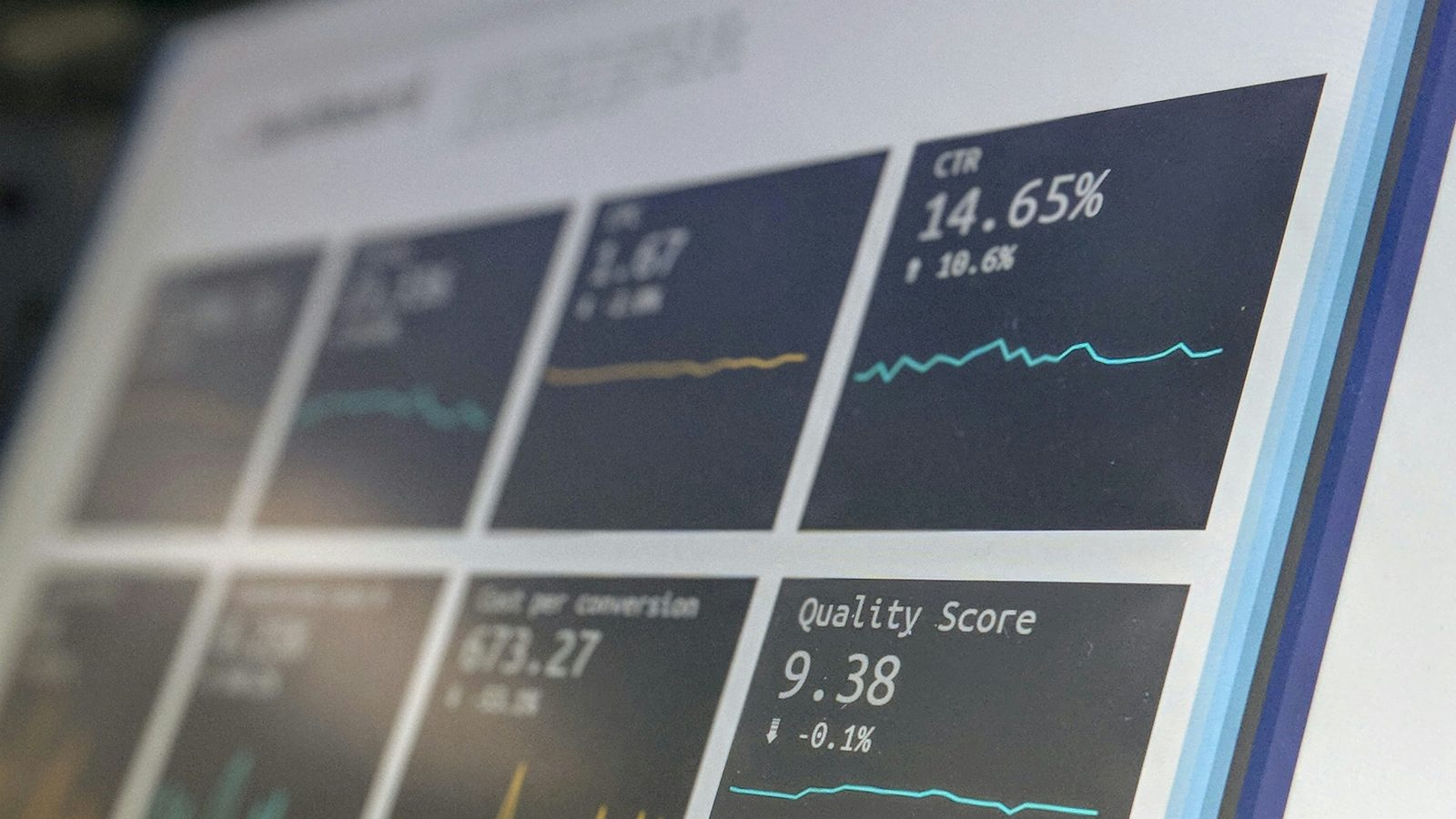 Analytics dashboard with charts on a dark screen